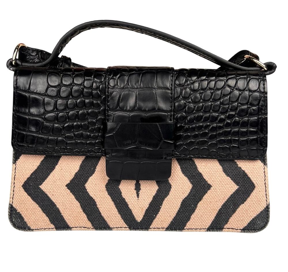 Vince Camuto Kali Croc Zebra Canvas Crossbody Bag